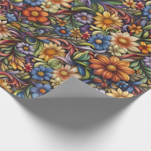 Leuchtende Herbstblüten Geschenkpapier (Ecke)