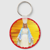 Leuchtende Jungfrau Mary mit Rose Schlüsselanhänger (Vorderseite)