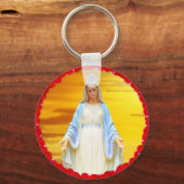Leuchtende Jungfrau Mary mit Rose Schlüsselanhänger (Vorderseite)
