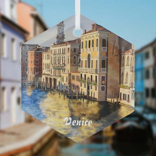 Leuchtende Kanäle von Venedig Ornament Aus Glas