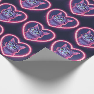 Leuchtende Kitty-Liebeskunst | Romantisches Gesche Geschenkpapier