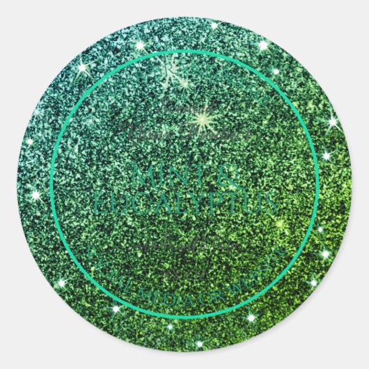 Leuchtende Labels für Aquamarine Glitzer-Produktve Runder Aufkleber (Vorderseite)