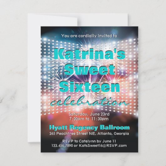 Leuchtende Lichter und Feuerwerkskörper 16 . Gebur Einladung (Vorderseite)