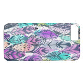 Leuchtende lila Boho Federn Case-Mate iPhone Hülle (Rückseite (Horizontal))