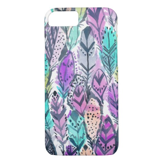Leuchtende lila Boho Federn Case-Mate iPhone Hülle (Rückseite)