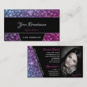 Leuchtende Lila Glitzer Stars Foto Social Media Visitenkarte (Vorne/Hinten)