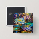 Leuchtende Lotusblumen Trio Button (Vorne & Hinten)