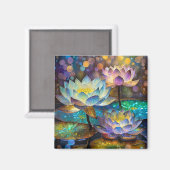 Leuchtende Lotusblumen Trio Magnet (Vorderseite/Rückseite)