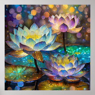Leuchtende Lotusblumen Trio Poster