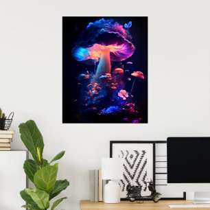 Leuchtende Magische Pilze Poster