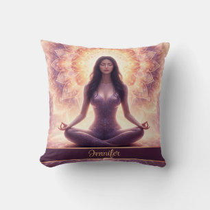 Leuchtende Mandala-Meditationsfrau, benutzerdefini Kissen