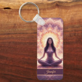 Leuchtende Mandala-Meditationsfrau, benutzerdefini Schlüsselanhänger (Vorderseite)