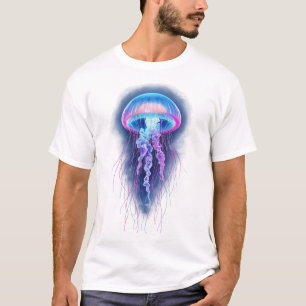 Leuchtende Neon-Qualle Im Dunklen Ozean T-Shirt
