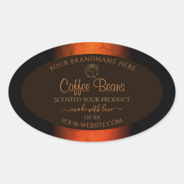 Leuchtende Orangenbraun-Marmoretiketten Ovaler Aufkleber