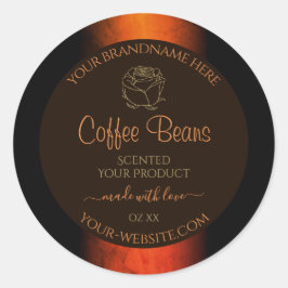 Leuchtende Orangenbraun-Marmoretiketten Runder Aufkleber