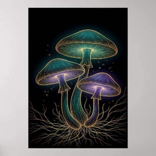 LEUCHTENDE PILZE MIT WURZELN POSTER (Vorne)
