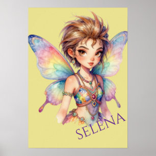 Leuchtende Regenbogen-Schutzfee Poster