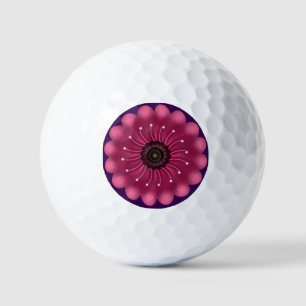 Leuchtende rosa Fantasie-Blume Abstrakte neonfar Golfball