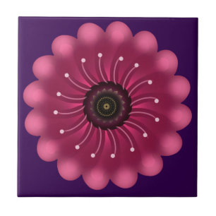 Leuchtende rosa Fantasieblume Abstrakte neonfarb Fliese