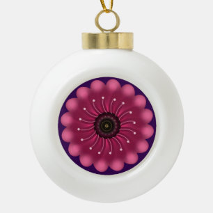 Leuchtende rosa Fantasieblume   Abstrakte neonfarb Keramik Kugel-Ornament