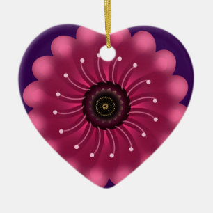 Leuchtende rosa Fantasieblume   Abstrakte neonfarb Keramik Ornament