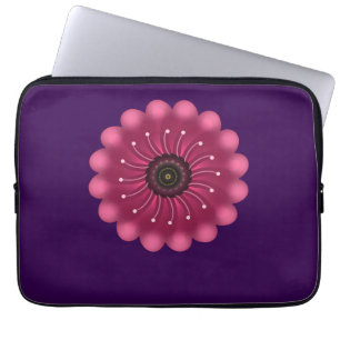 Leuchtende rosa Fantasieblume   Abstrakte neonfarb Laptopschutzhülle