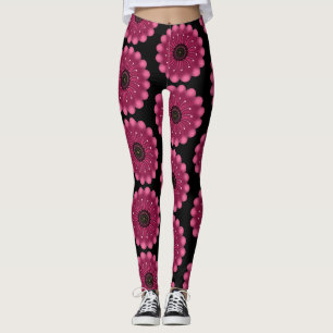 Leuchtende rosa Fantasieblume Abstrakte neonfarb Leggings