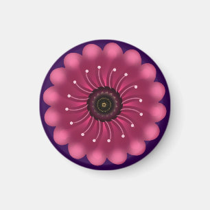 Leuchtende rosa Fantasieblume Abstrakte neonfarb Magnet