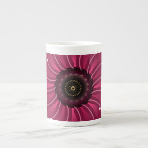 Leuchtende rosa Fantasieblume   Abstrakte neonfarb Porzellantasse