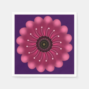 Leuchtende rosa Fantasieblume   Abstrakte neonfarb Serviette