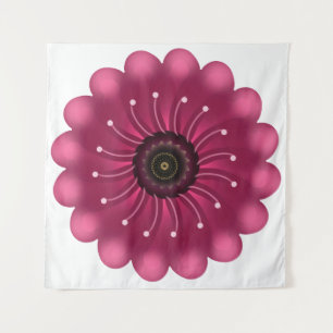 Leuchtende rosa Fantasieblume   Abstrakte neonfarb Wandteppich