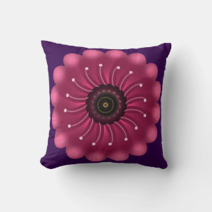 Leuchtende rosa Fantasy-Blume   Abstrakte neonfarb Kissen