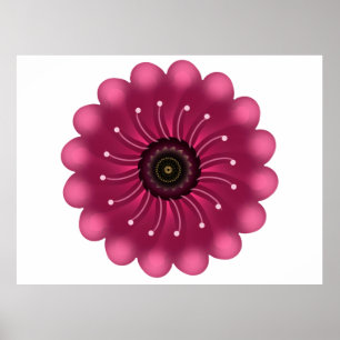 Leuchtende rosa Fantasy-Blume   Abstrakte neonfarb Poster