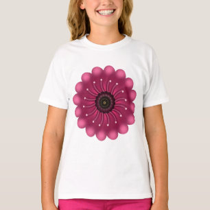 Leuchtende rosa Fantasy-Blume Abstrakte neonfarb T-Shirt