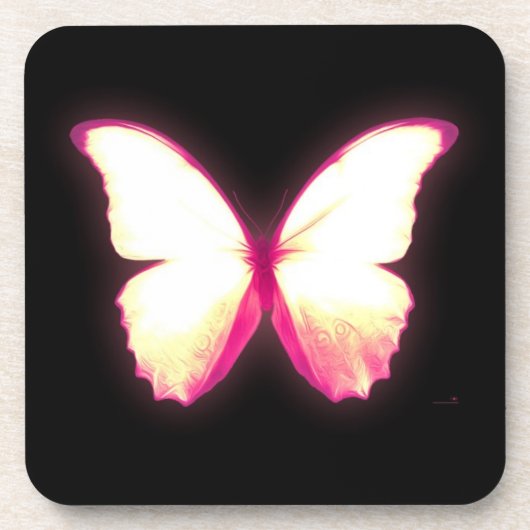 Leuchtende rosa Schmetterlingsuntersetzer Getränkeuntersetzer (Vorderseite)