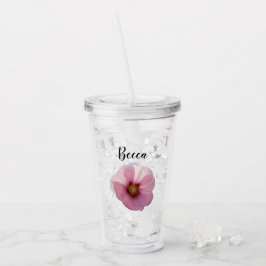 Leuchtende rosa Stockrose-Blume Personalisiert Acryltrinkbecher