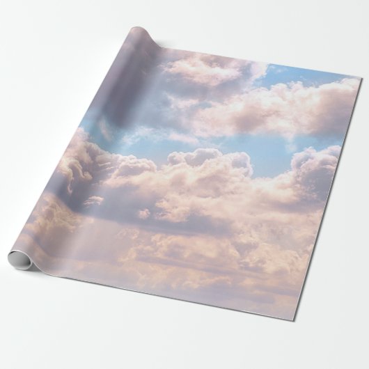 Leuchtende rosafarbene Wolken in einem blauen Himm Geschenkpapier (Ungerollt)
