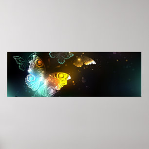 Leuchtende Schmetterlinge und Nachtfalter Poster