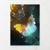 Leuchtende Schmetterlinge und Nachtschmetterlinge Dreifach Gefaltete Einladung (Cover)