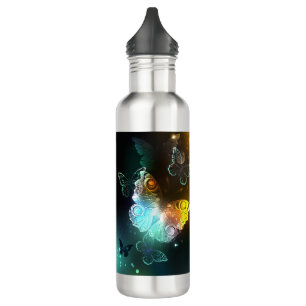 Leuchtende Schmetterlinge und Nachtschmetterlinge Edelstahlflasche