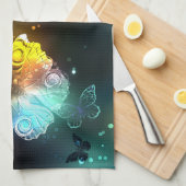 Leuchtende Schmetterlinge und Nachtschmetterlinge Geschirrtuch (Viertel Falte)