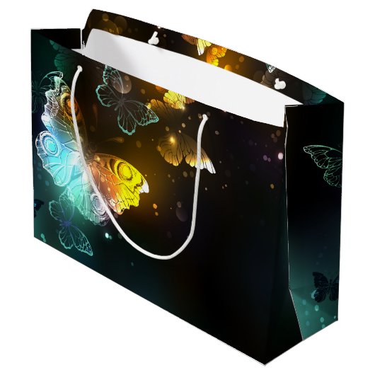 Leuchtende Schmetterlinge und Nachtschmetterlinge Große Geschenktüte (Rückseite Schrägansicht)