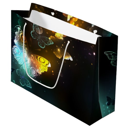 Leuchtende Schmetterlinge und Nachtschmetterlinge Große Geschenktüte (Vorderseite Schrägansicht)