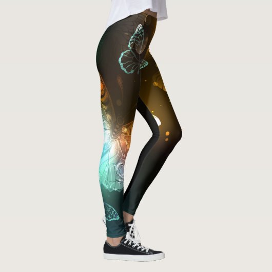 Leuchtende Schmetterlinge und Nachtschmetterlinge Leggings (Rechts)