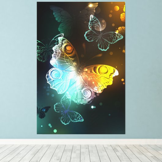 Leuchtende Schmetterlinge und Nachtschmetterlinge Leinwanddruck (Insitu (Holzboden))