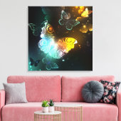 Leuchtende Schmetterlinge und Nachtschmetterlinge Leinwanddruck (Insitu (Wohnzimmer))
