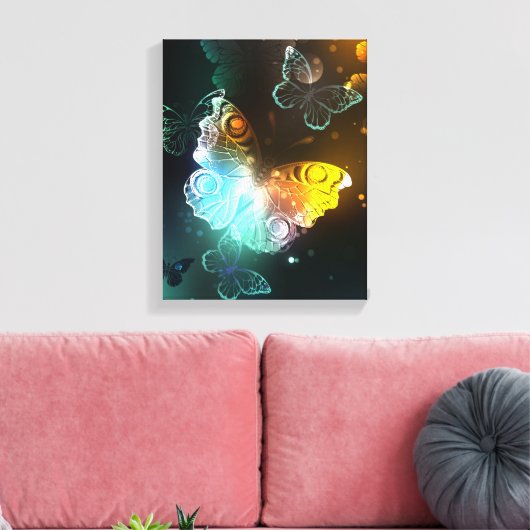 Leuchtende Schmetterlinge und Nachtschmetterlinge Leinwanddruck (Insitu (Wohnzimmer))