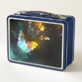 Leuchtende Schmetterlinge und Nachtschmetterlinge Metall Brotdose (Rückseite)