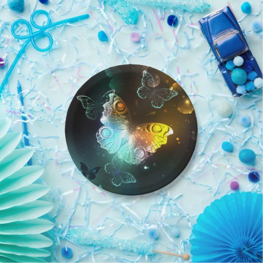 Leuchtende Schmetterlinge und Nachtschmetterlinge Pappteller (Party)