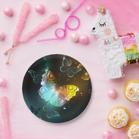 Leuchtende Schmetterlinge und Nachtschmetterlinge Pappteller (Party)